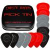 Dirty Riffs Dunlop Delrin Prime Grip - 12 plettri per chitarra, 2 di ogni dimensione in una pratica scatola di latta