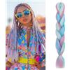 MY-LADY Extension per capelli intrecciati Jumbo Braiding Hair Extension intrecciate Ombre Braids, extension per capelli sintetici, tinsel per carnevale, cosplay, extension da donna, 1 pezzo, 60 cm (blu/rosa)