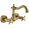 Your's Bath Rubinetto Cucina a Muro Vintage Girevole 360° Rubinetto per Cucina a Parete Doppio Classico in Ottone Leva Caldo e Freddo Raffinato