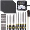 GLARKS Set di 12 mini raspe assortite per legno, include pennello e scatola con 4 pezzi di carta vetrata per il fissaggio di gioiellieri e intaglio del legno con diamanti