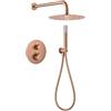 MICE COLLECTION Imex - Set doccia oro rosa spazzolato - Rubinetto termostatico da bagno - Doccia a pioggia da incasso a parete - Kit con rubinetto termostatico - Serie Monza