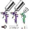 VEVOR Pistola a Spruzzo Pneumatica a Gravità 3 pezzi 3 Ugelli 1,0/1,4/1,8 mm, Kit di Spruzzatore ad Aria Compressa, Pistola per Verniciatura Pneumatica per Auto, Pareti, Mobili