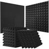 VEVOR Pannelli Acustici in Schiuma, 24 Pezzi, 300 x 300 x 50 mm, Piramidali Adesivi per Pareti, Pannelli Fonoassorbenti Acustici Resistenti al Fuoco, Pannelli Acustici per Pareti e Soffitti, Nero