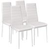 BAKAJI Set 4 Sedie Moderne sala Pranzo Salotto Cucina Seduta Imbottita Ecopelle Bianco