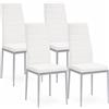 BAKAJI Set 4 Sedie Moderne sala Pranzo Salotto Cucina Seduta Imbottita Ecopelle Bianco