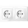 Schneider Electric Merten MEG2328-1419 SCHUKO doppia presa, con protezione integrata contro il contatto accidentale, terminali a innesto, bianco polare lucido, M-SMART