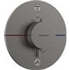 hansgrohe ShowerSelect Comfort S - Miscelatore termostatico incasso, Rubinetto termostatico con blocco di sicurezza (SafetyStop) a 40° C, Termostato rotondo, 2 utenze, cromo nero spazzolato