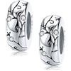 Yashuo 2 perline distanziali in argento Sterling 925 massiccio, distanziatori in gomma, rotondi, per braccialetti con ciondoli di tipo europeo e Argento, colore: Cristallo rotondo rosso., cod. S2016