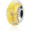 YaShuo Jewellery Perlina in vetro di Murano in argento Sterling per braccialetti Pandora, Argento sterling Cristallo Argento Sterling, Fiori gialli