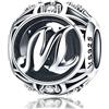 Yashuo Ciondolo a forma di lettera dell'alfabeto (A-Z), in vero argento Sterling 925, per braccialetti Pandora Lettera M.