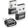 EDIESI, Adattatore USB C USB, Pack 3, per Ricarica Rapida e sincronizzazione Dati, Compatibile con iPhone 15/14/13, iPad, Galaxy, CarPlay, AirPods (Nero)