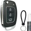 SUPALAND Guscio Chiave di Ricambio a 3 Tasti Per Telecomando Auto Con Lama Compatibile con Hyundai i10 i20 i40 ix20 ix30 ix35 ix45 ix55 Elantra Tucson con 2 Catena Portachiavi, 1 cacciavite
