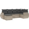 vidaXL Set Divano da Giardino 6pz con Cuscini Grigio Chiaro Polyrattan