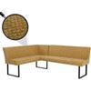 Mendler Panca angolare HWC-O82, sala da pranzo, stoffa ciniglia/tessuto ecologico (310 g/m²) metallo 159x210 cm - giallo