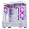 Phanteks XT View Matrix, Case da Gaming Mid-Tower, Schermo Matrix da 600 LED, Vetro Temprato Frontale e Laterale, USB-C 3.2 Gen2, 3x Ventole M25-120 D-RGB incluse, Bianco Grigio