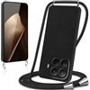Knrlqim Cover per Xiaomi 15T Pro 5G con Cordino Custodia con Laccio Collana Tracolla Collo Corda Regolabile Liquido Silicone Antiurto AntiGraffio Protettiva Case per Xiaomi 15T Pro 6,83,Nero