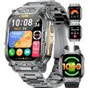 HIRREO Smartwatch da uomo militare con batteria da 1000 mAh/funzione telefonica, grande display HD da 2,01, orologio fitness con frequenza cardiaca, monitoraggio del sonno, oltre 200 modalità sportive, IP68