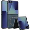 XKchatpt Custodia Magnetica per Samsung Galaxy Z Flip 7 in Pelle PU Rigida Sottile Antiurto Compatibile con Ricarica Wireless Blu