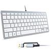 Powboro - Tastiera compatta USB C Mini 78 a forbice, portatile, sottile, con cavo, per PC, laptop, desktop, Windows, Mac, Plug and Play, layout USA salvaspazio per ufficio, casa, viaggi (bianco)