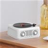 EasyByMall Altoparlante portatile con radio FM integrato, lettore CD retrò, altoparlante Bluetooth, 118 x 118 x 65 mm, portatile, per la casa (bianco)