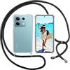 Fiokxie Cover per Cordino Compatibile con Xiaomi Redmi Note 13 Pro 5G - Case in Silicone con Laccio per Il Collo - Custodia Morbido Trasparente con Cordino - Cover per Cellulare con Cordoncino da Indossare