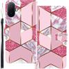 WUACYEAMING Custodia Compatibile con TCL K70 XE,con Slot Carte PU Pelle Portafoglio Libro Case Antiurto Bumper Motivo Magnetica Flip Protettiva Resistente marmo