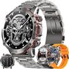 MYSHUN AMOLED Smartwatch da uomo da 1,43, con funzione telefonica, 5 ATM, con contapassi, 123 modalità sportive, monitoraggio della pressione sanguigna, orologio da polso per iOS Android (argento)