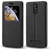 Shantime Custodia Flip in Pelle con Finestra Compatibile con Brondi Amico Smartphone S+B Nero, Display Visibile, Chiusura Magnetica Invisibile e Slot Carta(Nero)