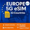 Generic Europa e Regno Unito eSIM 35 Paesi | Supporta hotspot | Dati ad alta velocità 5G | 30 giorni, 10-50 GB | Consegna e-mail (5 GB (30 giorni))