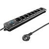 Qoltec 50113 - Ciabatta elettrica con protezione da sovratensione, 8 prese, colore: Nero