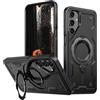 IMEIKONST Cover per Samsung Galaxy A26, Militare Armor Protezione Custodia Supporto ad Anello con Protezione Lente Fotocamera Antiurto Custodia per Samsung A26. Black TH