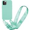 MBSLFY Cover Cordino per iPhone 15 Pro Max Custodia con tracolla, Regolabile Cellulare con Collana TPU Corda Silicone con Practical Stylish Custodia telefono - Menta verde