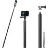 BRDRC Bastone invisibile per selfie da 134,6 cm per Insta360 X5 X4, monopiede esteso per DJI OSMO 360, adattatore Go Pro e cinturino da polso