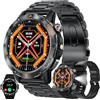 MYSHUN AMOLED Smartwatch uomo 1,53 funziona telefonica, torcia, 5 ATM, 123 modalità sportive, monitor sonno, contapassi, pressione sanguigna