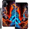 WUACYEAMING Custodia Compatibile con TCL K70 XE,con Slot Carte PU Pelle Portafoglio Libro Case Antiurto Bumper Motivo Magnetica Flip Protettiva Resistente Due lupi