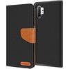Verco Galaxy Note 10+ Custodia per Cellulare, Caso Tessuto per Samsung Galaxy Note 10 Plus Cover Tessilo Portafoglio Case, Nero