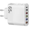 LearnLyrics Caricabatterie rapido USB, adattatore di alimentazione per telefono cellulare di tipo C - di ricarica multi-plug, testina di ricarica per telefono cellulare a 6 porte da 65 W, caricabatterie d