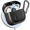 MAGEASY Odyssey AirPods 4 Case Cover Rugged with Secure Lock, Carabiner Clip for Drop Protection, Wireless Charging Compatible Apple AirPod 4th Generation (Metal Black)