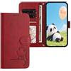 SEHEYA per Realme 8 5G Custodia a Libretto in Pelle PU Portafoglio Pieghevoli Goffrata Motivo a Panda Flip Case con Cavalletto Porta Carte Caso, Rosso