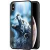 Mixroom - Cover Custodia In Silicone TPU Nero Opaco Per OPPO A52 Fantasia LUPO SOTTO LA PIOGGA 570