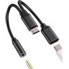WASRUYI Adattatore USB C a 3.5mm cuffie(2in1) per Apple iPhone 16 15 dac aux audio adapter tipo c ricarica auricolari microfono splitter compatibile per Samsung accessori headphone auto caricatore