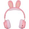KIMISS Cuffie Wireless per Bambini con Design a Orecchie di Coniglio, Cuffie Pieghevoli con Luce Colorata a LED per l'apprendimento Online, Materiale ABS, Tablet PC Adatto,