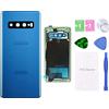 MovTEK Vetro Posteriore Copribatteria Originale per Samsung S10 G973F Coperchio Batteria con Vetro Fotocamera e Strumenti (Blu Prisma)