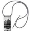 HomiTunky Custodia per Cellulare Girocollo per Motorola Moto G34 5G Tracolla - Collana/Necklace Cordoncino, Practical Stylish Trasparente Silicone TPU Flessibile Antiurto Protettivo Cover, Grigio