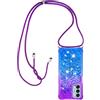 Paekear Custodia per Cellulare con Corda per Samsung Galaxy S8 Case, Liquido Sabbie Mobili Bumper TPU Cover con Collana Practical Stylish/Necklace Cordoncino Cordino Tracolla, Viola & Blu