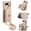 Generic Custodia a portafoglio rimovibile resistente per Google Pixel 8A, borsa con cerniera, porta anelli, specchio integrato, slot per schede, supporto multi-angolo, in elegante custodia in pelle martellata
