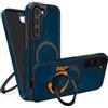 COODIO Cover in Pelle con Supporto Girevole di 360° per Samsung Galaxy S23 6,1 Pollici, Custodia Magnetica Compatibile con MagSafe/Caricatore Wireless, Cover Sottile e Creativa, Blu Reale