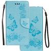 LEMORRY Cover per Huawei P Smart S Custodia in Pelle Ultra Morbida Cuoio Portafoglio con Slot per Schede Protettivo Magnetico TPU Silicone Custodia Huawei P Smart S, Fortunato Farfalla Blu