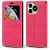 Shantime Custodia Flip in Pelle con Finestra Compatibile con Ulefone Note 19, Display Visibile, Chiusura Magnetica Invisibile e Slot Carta(Rosso Rosa)