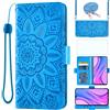 Asuwish Cover per Xiaomi Redmi 9 con Cordino e Pellicola Vetro Temperato Supporto Regolabile Pelle Portacarte Portafoglio Custodia per protettiva Redmi9 Prime/Poco M2 Cellulare Phone Case Blu